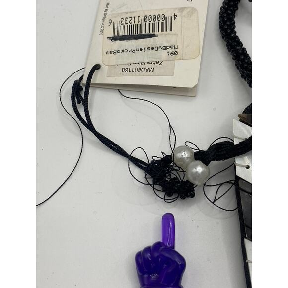 MAD BY DESIGN Women’s Black-Cream Chevron Handmade Square Shoulder Bag SZ OS - Picture 7 of 11